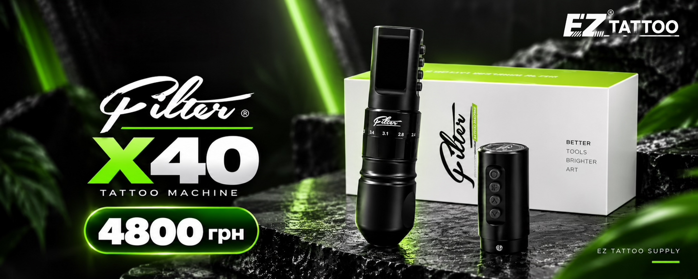 EZ Filter X40 wireless tattoo machine with adjustable 2.0–4.0 mm stroke